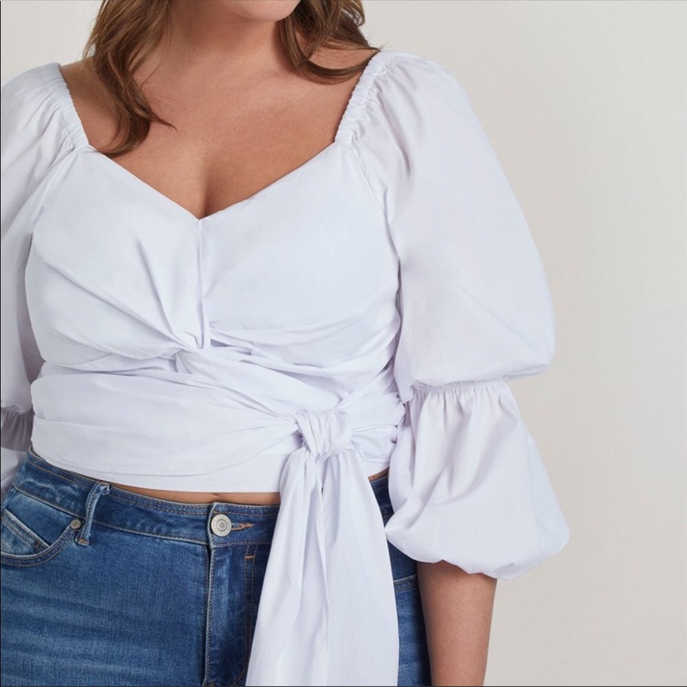 Eloquii Dramatic Puff Sleeve Wrap Top